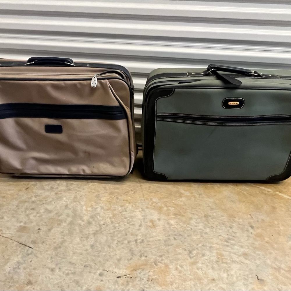 ROAM Tan and Green Briefcases